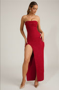 Strapless Slit Evening Gown – Elegant Party & Red Carpet Dress