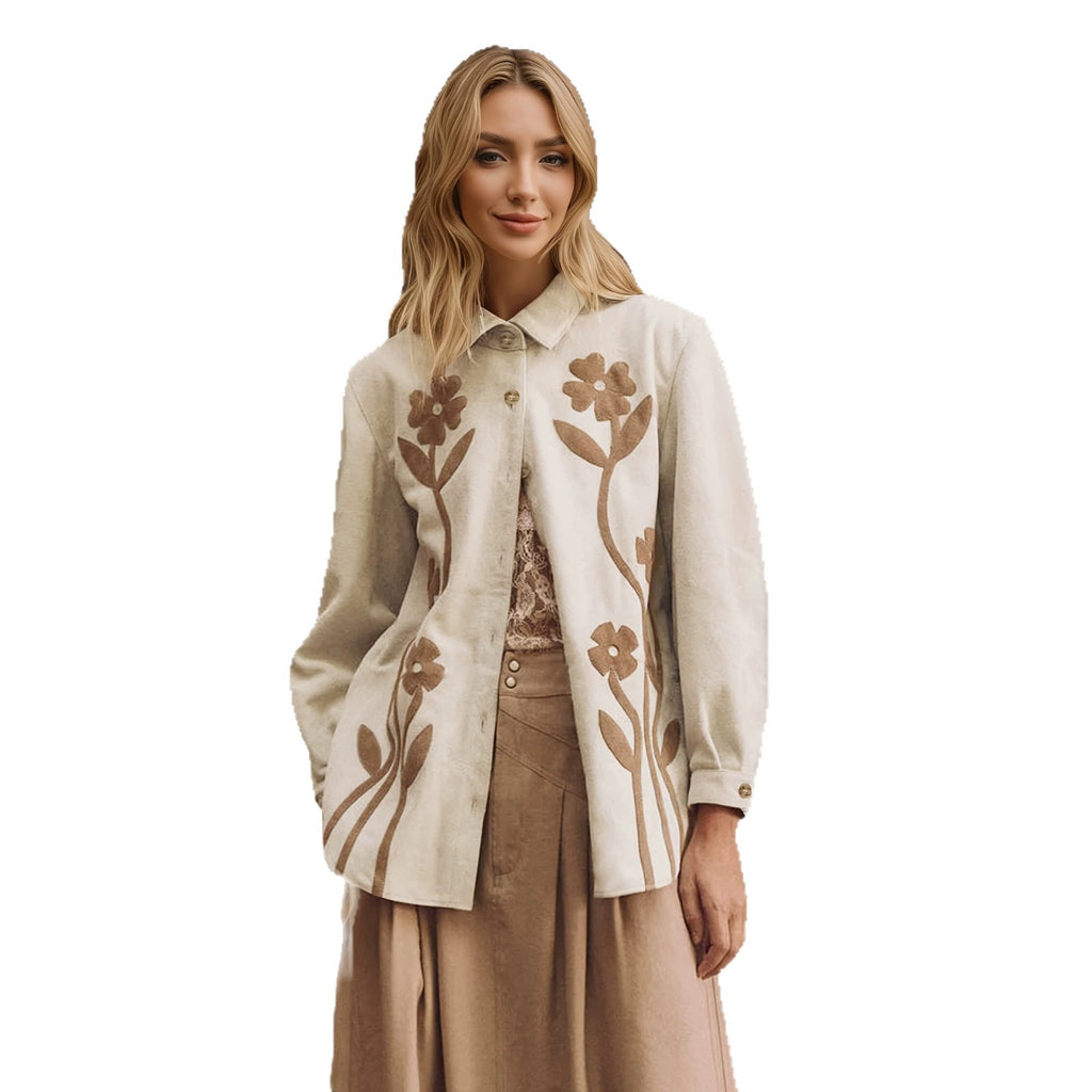 Floral Embroidered Shirt Jacket