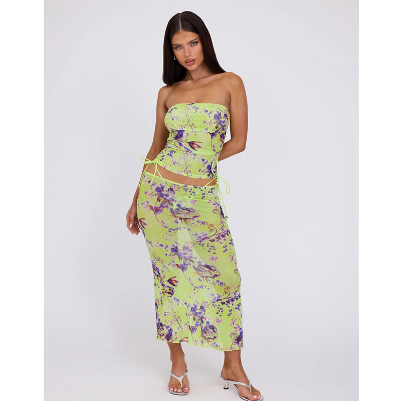 Floral Lace Four-Piece Swim Set