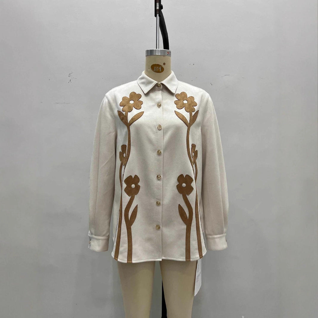 Floral Embroidered Shirt Jacket