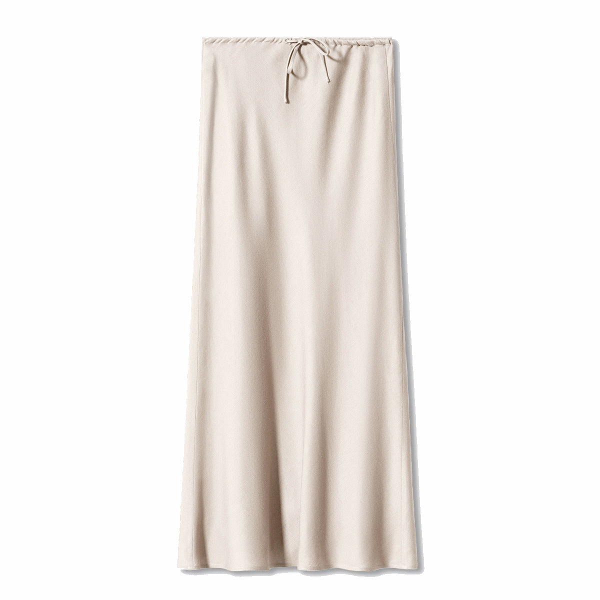 High Waist Satin Maxi Skirt – Drawstring Solid Color