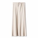 High Waist Satin Maxi Skirt – Drawstring Solid Color