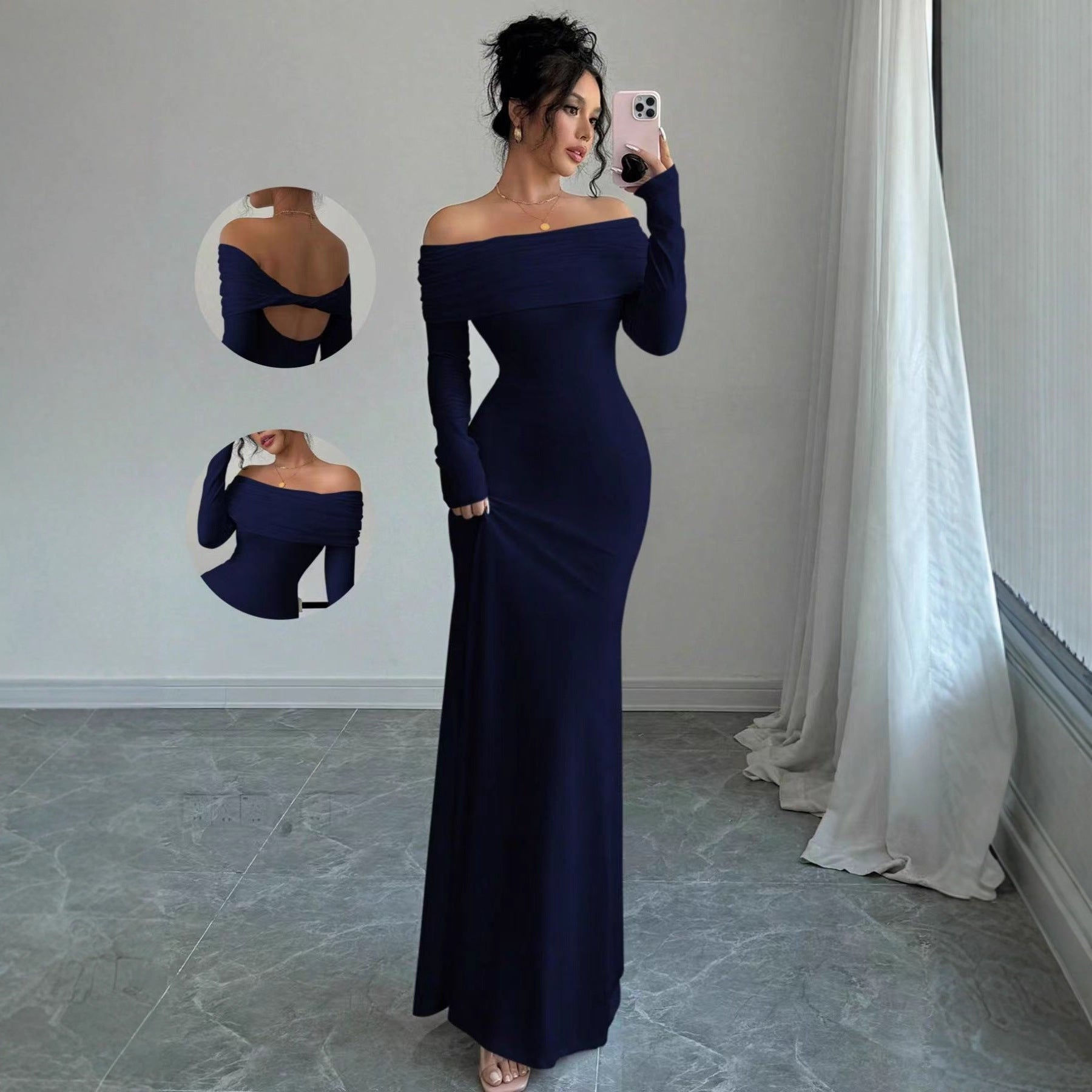 One Shoulder Slim Fit Maxi Dress – Bodycon Hip Hugging