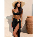 Bikini Three-Piece Set with Slit Skirt Swimwear