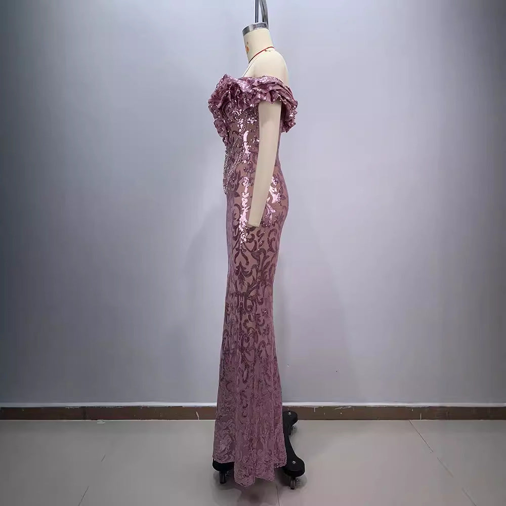 Pink Mesh Evening Gown – Sexy Socialite Maxi Dress