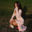 Sexy slim fit ruffle edge dress