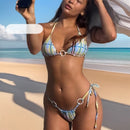 Bikini swimsuit split seaside plaid