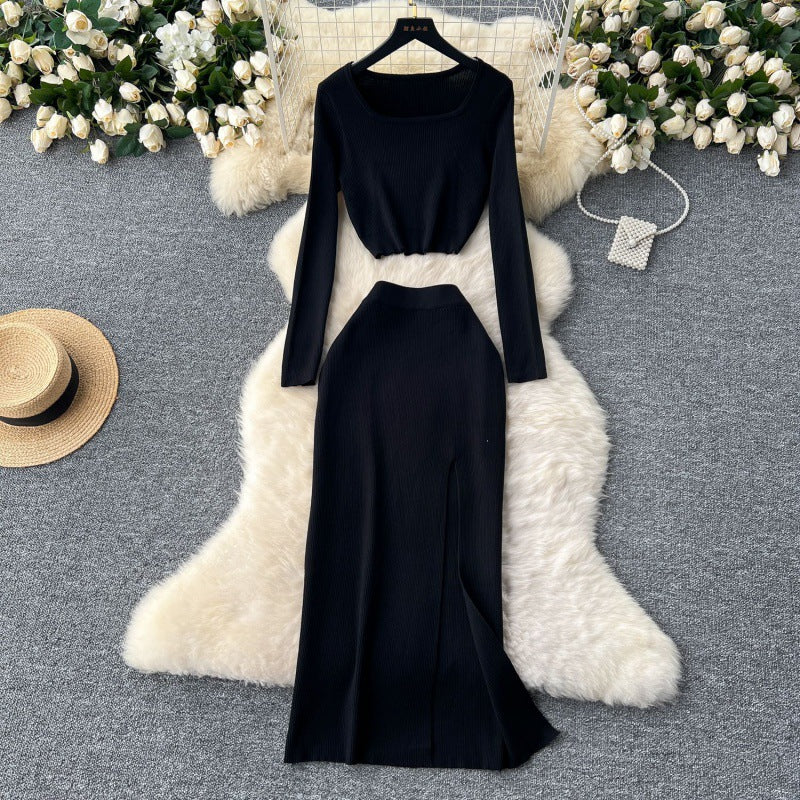 Square Neck Knit Mini Dress – Sexy Slim Fit Bodycon