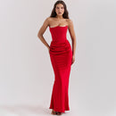 Strapless Backless Bodycon Maxi Dress – Elegant Evening