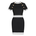 Round Neck Cinched Knit Bodycon Dress