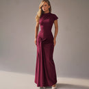 Pleated Lace-Up Long Sleeve Bodycon Midi Dress – Slim Fit