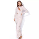 Long Sleeve Hip Slit Bodycon Maxi Dress – High Quality