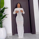 Round neck long sleeved plush slim fit dress for women