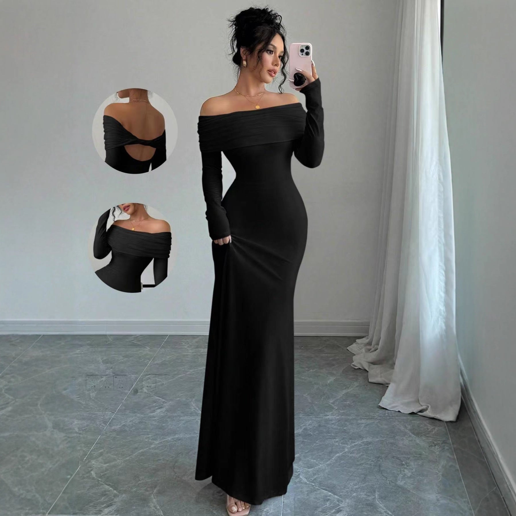 One Shoulder Slim Fit Maxi Dress – Bodycon Hip Hugging