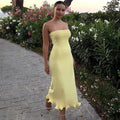 Strapless Lotus Hem Maxi Dress – Elegant Wave Skirt