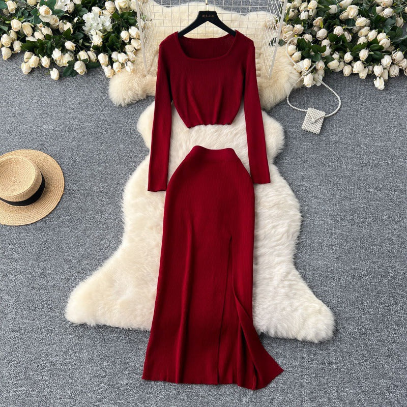 Square Neck Knit Mini Dress – Sexy Slim Fit Bodycon
