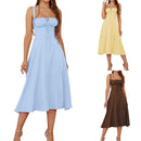Slit drawstring lace-up busty suspender dress