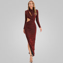 Long Sleeve Hip Slit Bodycon Maxi Dress – High Quality