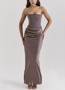 Strapless Backless Bodycon Maxi Dress – Elegant Evening