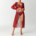 Printed Long-Sleeve Three-Piece Swim Set
