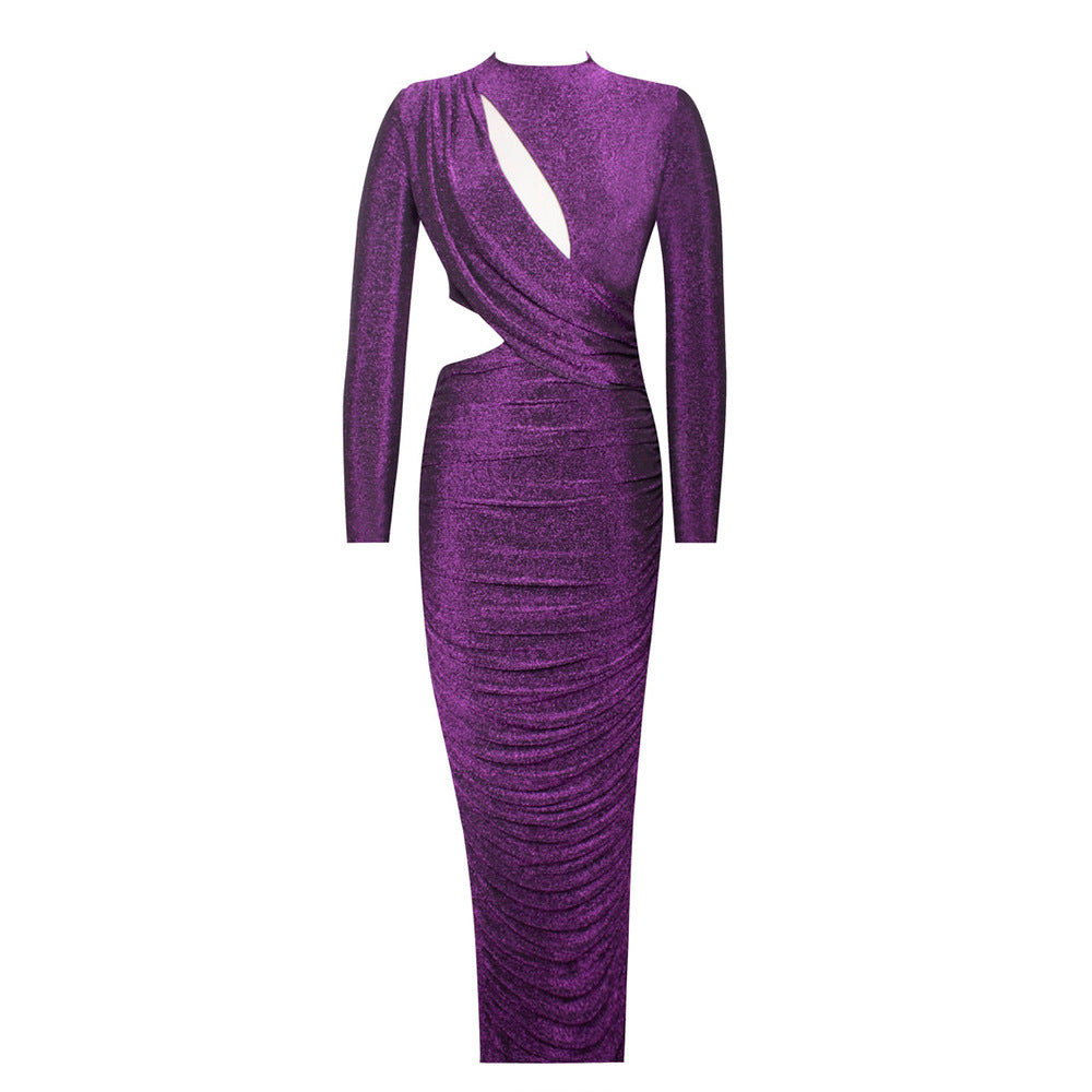 Long Sleeve Hip Slit Bodycon Maxi Dress – High Quality