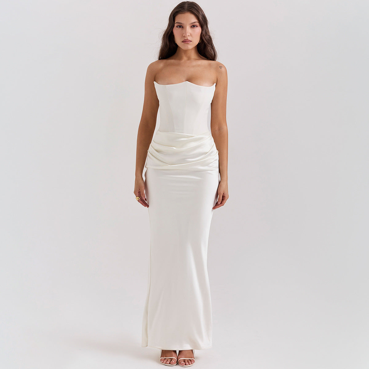 Strapless Backless Bodycon Maxi Dress – Elegant Evening
