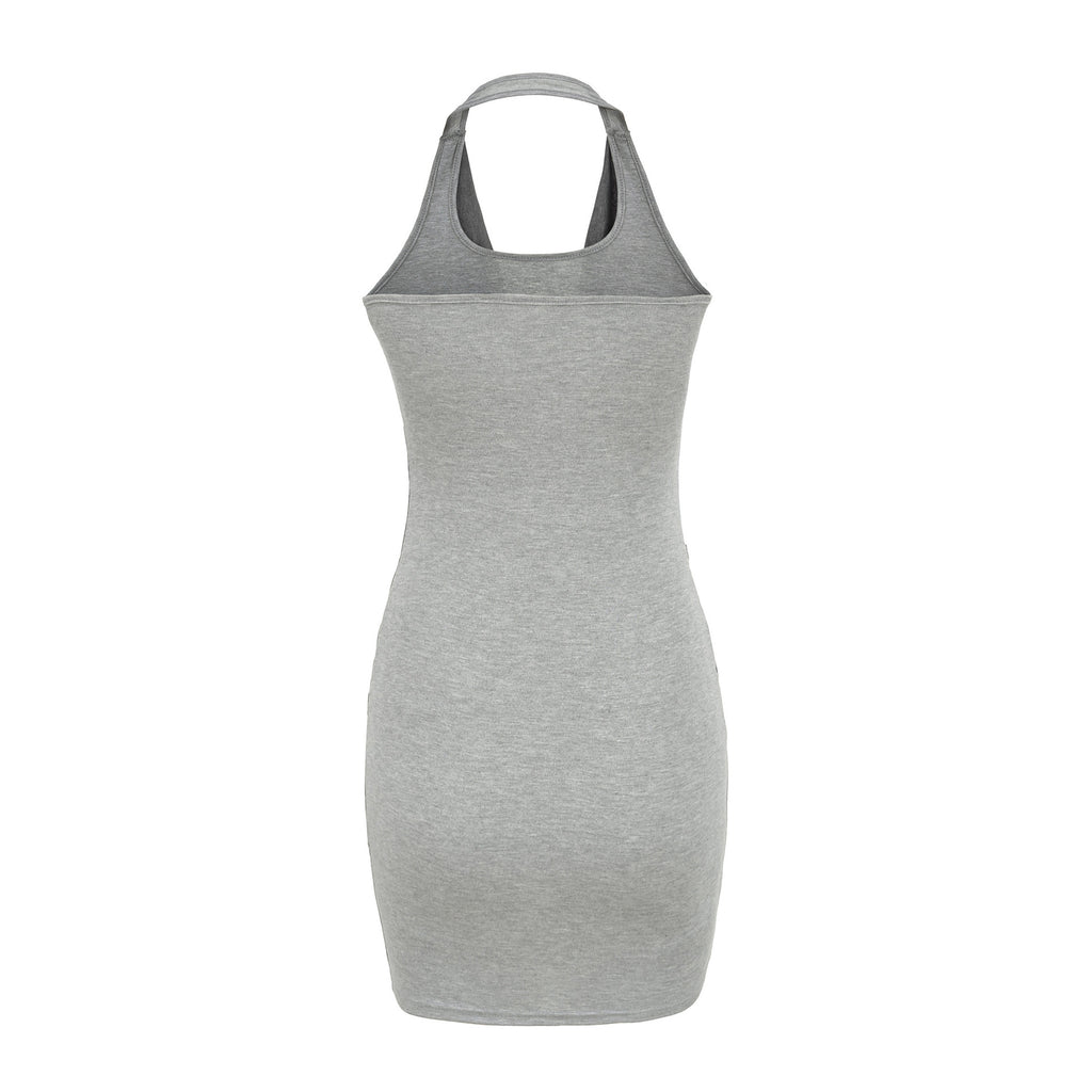 Halter Neck Patchwork A-Line Mini Dress – Casual Swing