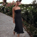 Strapless Lotus Hem Maxi Dress – Elegant Wave Skirt