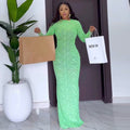 Plush Round Neck Slim Fit Maxi Dress – Long Sleeve