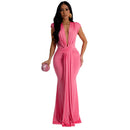 Women's Fashion Solid Color Sexy Deep V-neck Tight Hip hugging Dress Long Skirt Dress