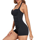 Swimsuit one-piece flat corner gathered pleated neck hanging swimsuit