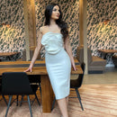 White Floral Bandage Midi Dress – French Party Style