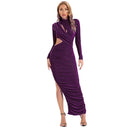 Long Sleeve Hip Slit Bodycon Maxi Dress – High Quality