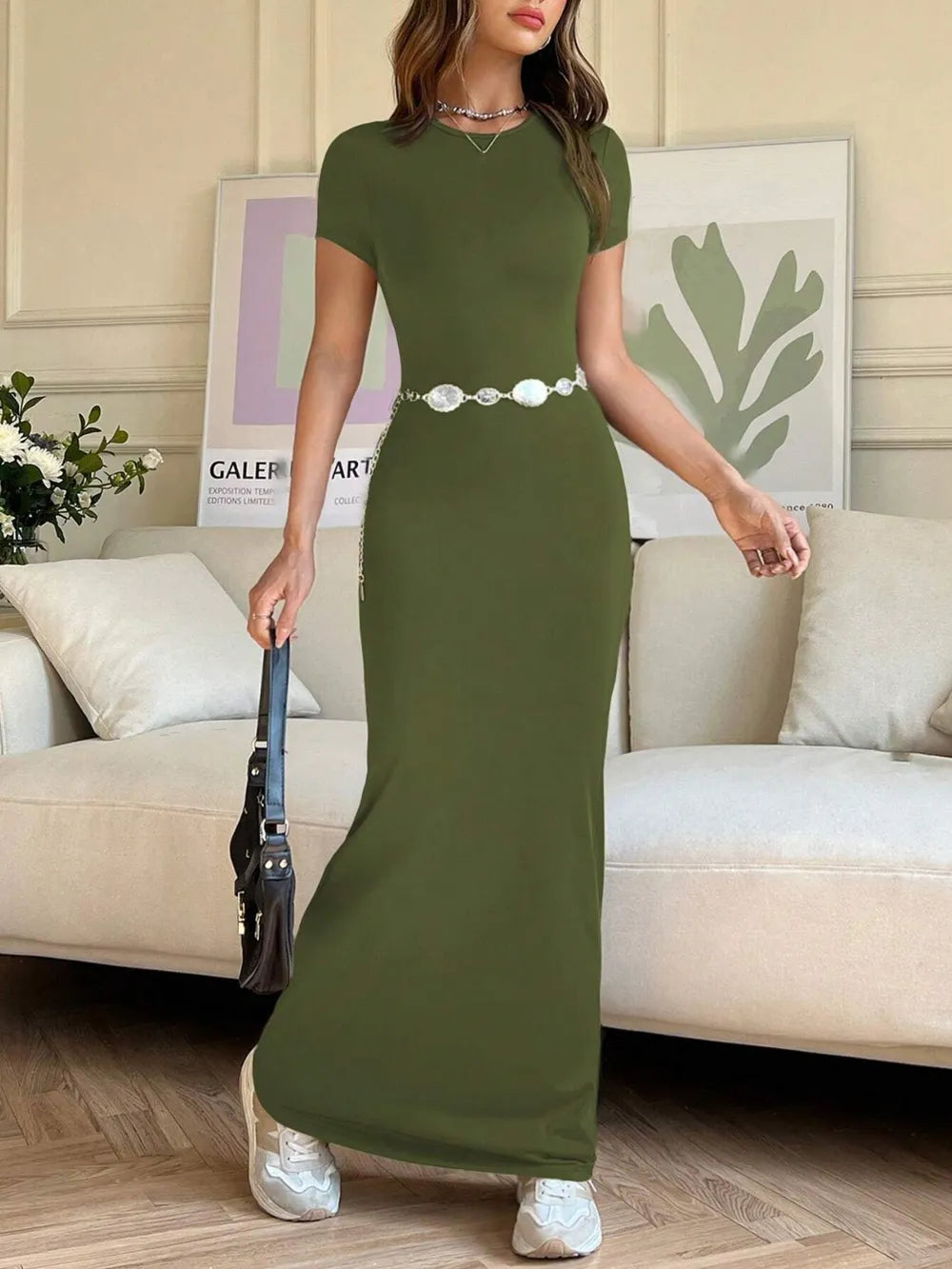 Short Sleeve Maxi Tee Dress