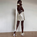 New dress with a feminine feel, featuring a backless short skirt and an adjustable neck hanging satin dress