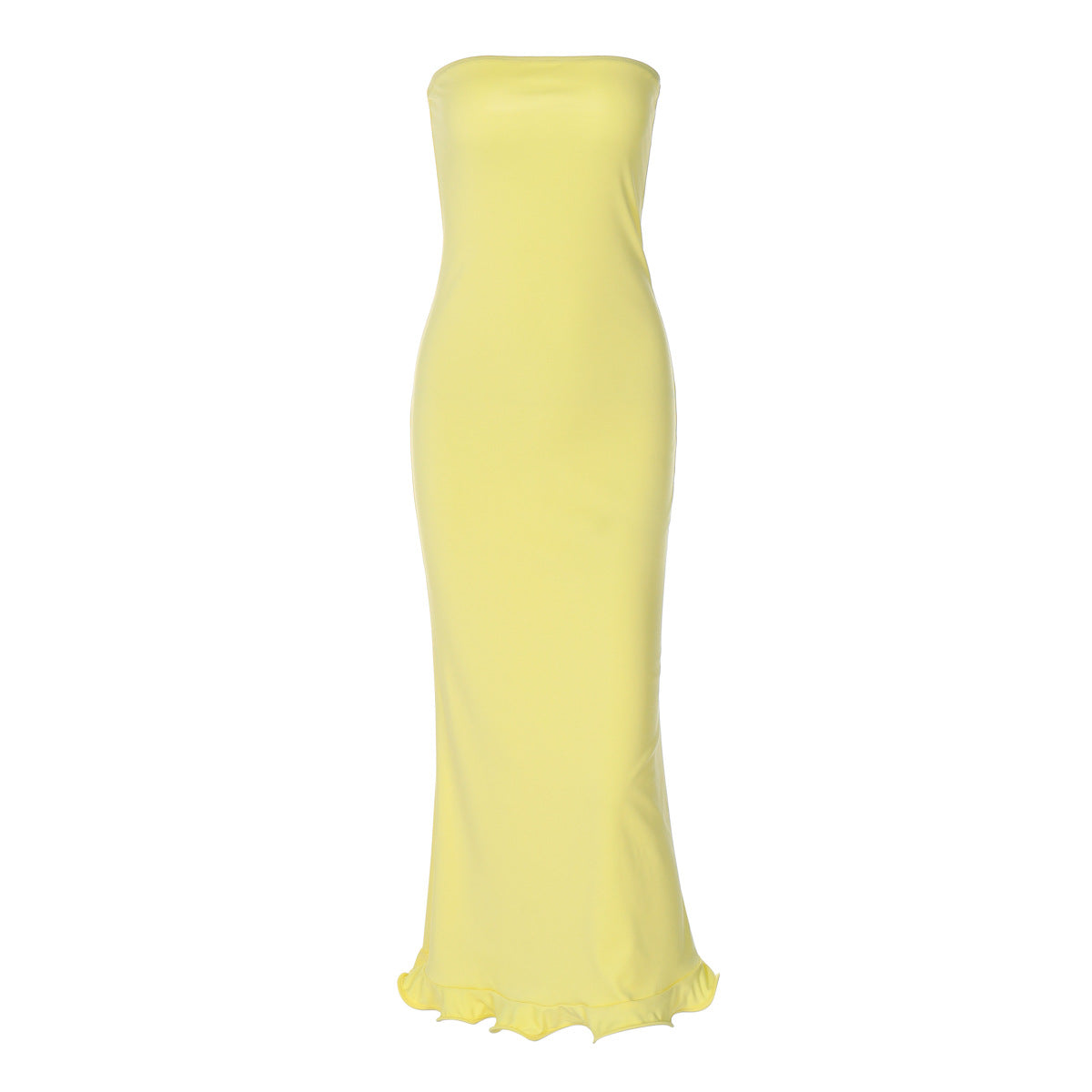 Strapless Lotus Hem Maxi Dress – Elegant Wave Skirt