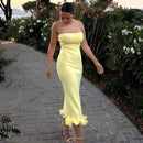 Strapless Lotus Hem Maxi Dress – Elegant Wave Skirt