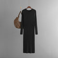 Turtleneck Pit Stripe Knit Midi Dress – Autumn Winter