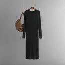 Turtleneck Pit Stripe Knit Midi Dress – Autumn Winter