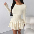 One Shoulder Three-Quarter Sleeve Slim Fit Dress – Elegant