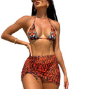 Sexy Tiger Stripe Three-Piece Swimsuit Bikini Set