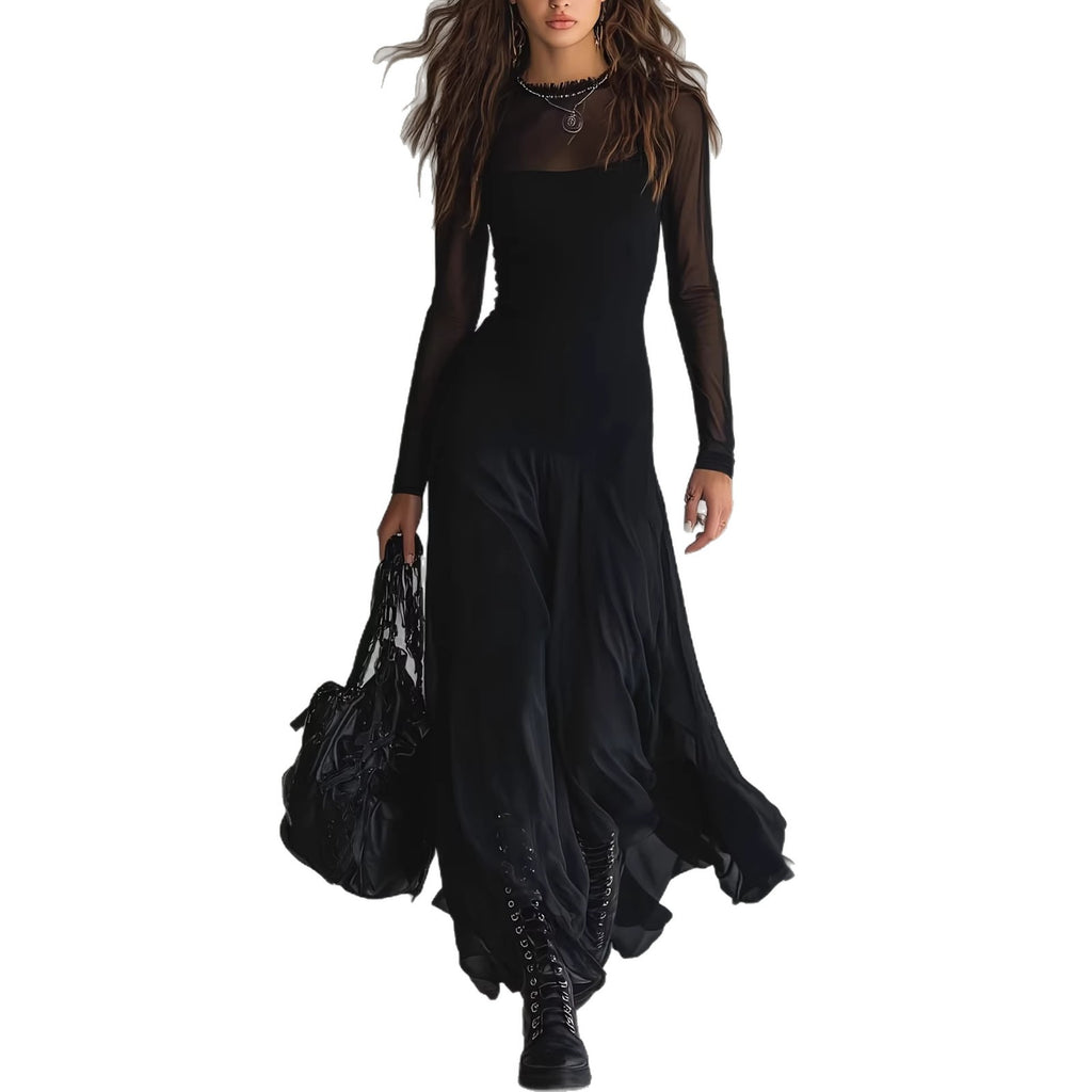 Sheer Sleeve Maxi Dress