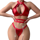 Halloween costume temptation neck hanging nurse role-playing costume with leg rings fun lingerie five piece set