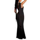 Elegant Fitted Strapless Ribbon-Trimmed Sheath Dress for Women Party Evening Gown