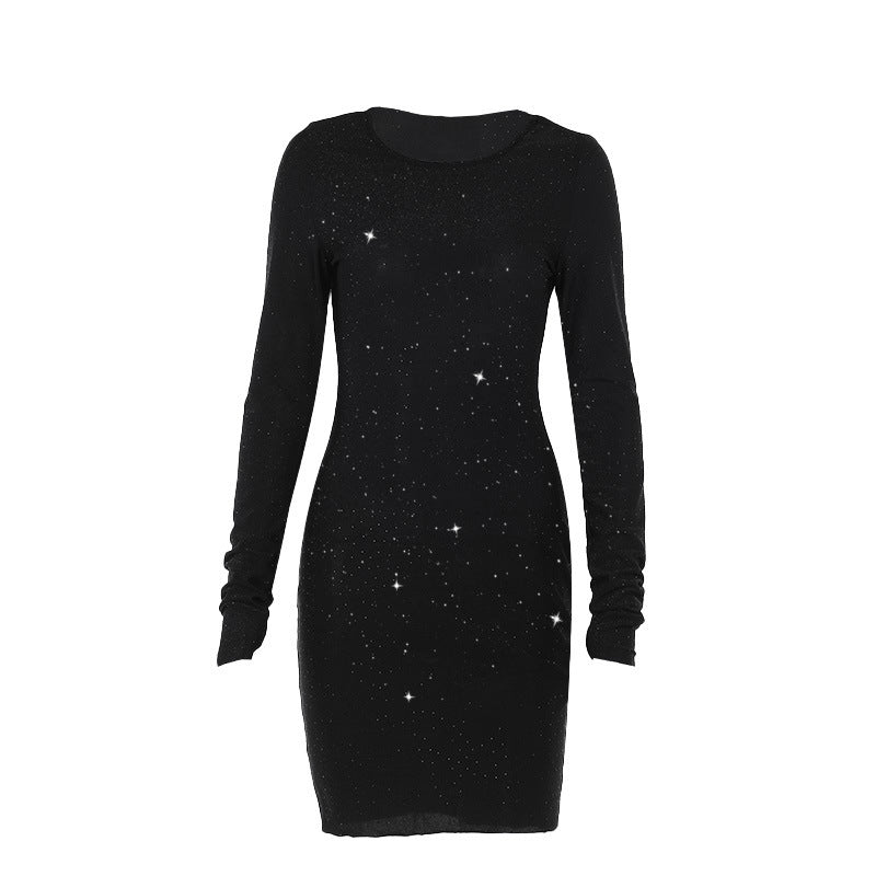 Sparkling Bodycon Mini Dress – Long Sleeve Glitter