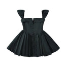 Strapless Slim Fit Camisole Jumpsuit Mini Skirt – Black