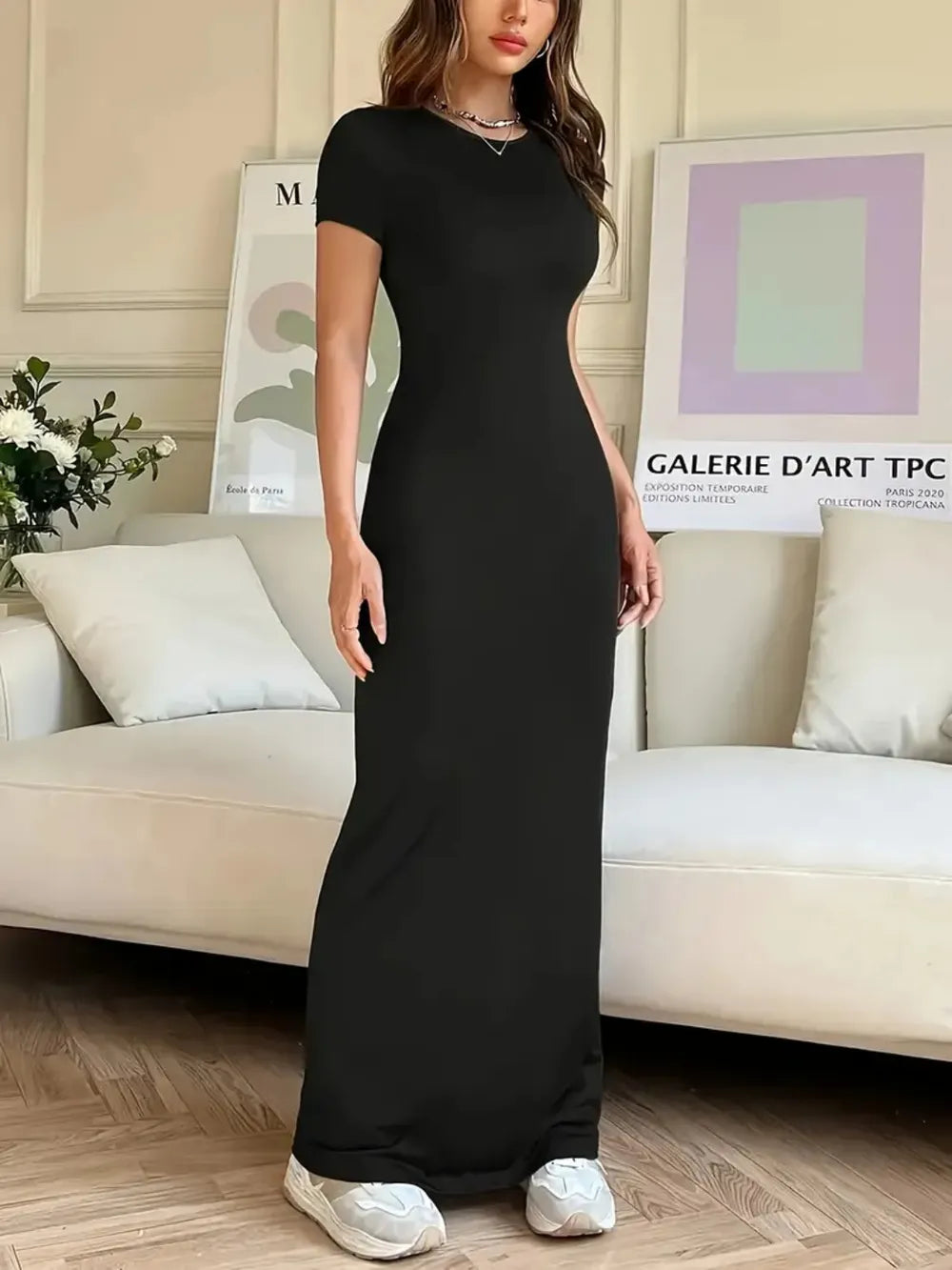 Short Sleeve Maxi Tee Dress