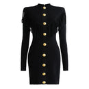 Spring and Autumn New Fashionable High Quality Knitted V-neck Tassel Slimming Long Sleeve Dress for Women