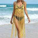 Hand-crocheted Strap Dress Vacation Long Fringe Bikini Cover-up for Women
