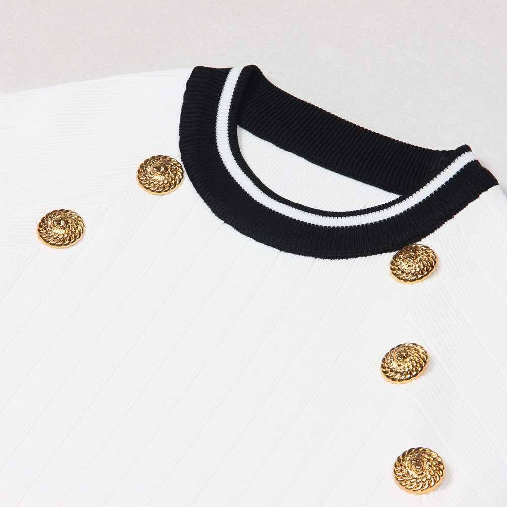Round Neck Cinched Knit Bodycon Dress